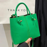 Women Orange Green Shoulder Bag Large Capacity Bucket Bags Big Totes