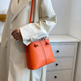 Women Orange Green Shoulder Bag Large Capacity Bucket Bags Big Totes