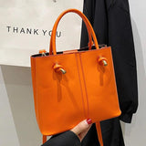 Women Orange Green Shoulder Bag Large Capacity Bucket Bags Big Totes