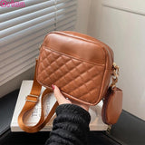 Diamond Messenger Bags Soft Leather Square Purse And Bags