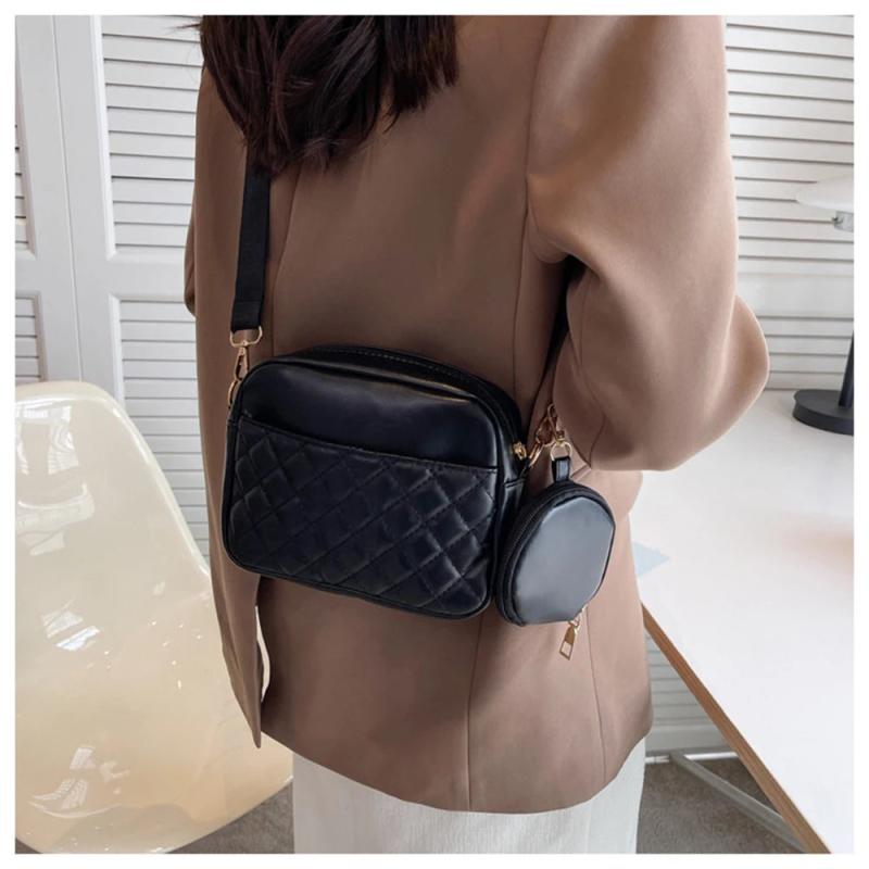 Diamond Messenger Bags Soft Leather Square Purse And Bags