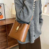 Women Bucket Bag Fur Ball Crossbody Shoulder Strap Handbag