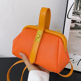 Orange PU Leather Small Handbag Clutch Crossbody Bag