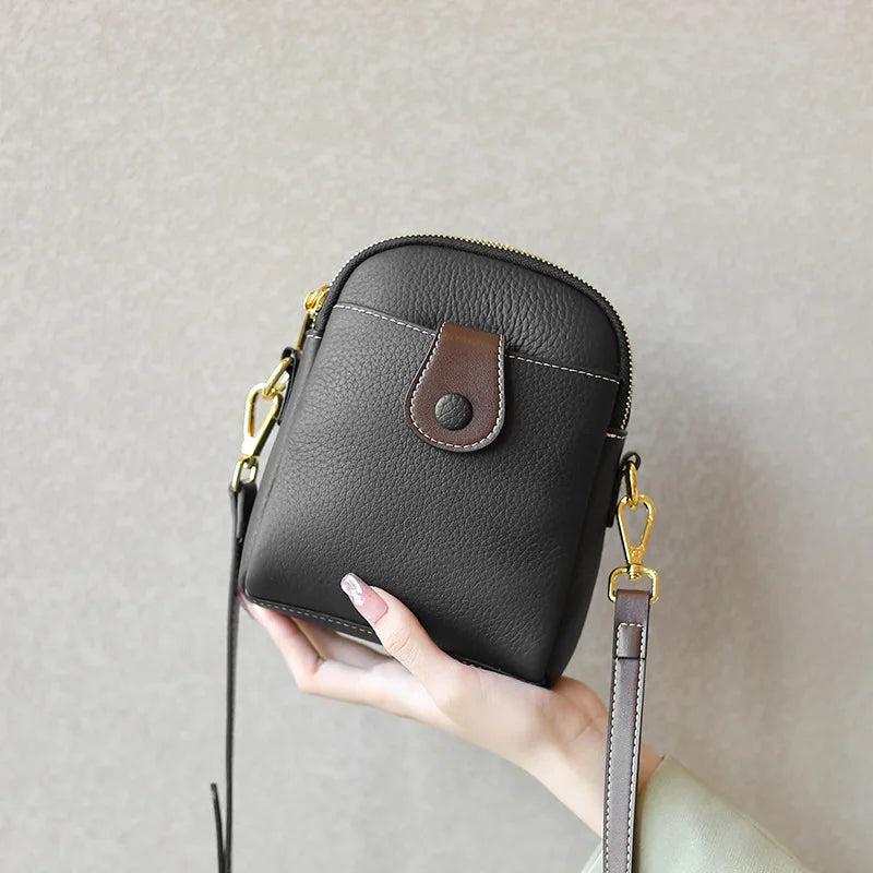 Vintage Crossbody Cowhide Cell Phone Shoulder Bag Leather Messenger Bags