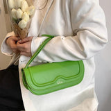 Women Strap Sling Shoulder Bag Green Pu Leather Handbag Armpit Bag Clutch