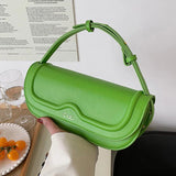 Women Strap Sling Shoulder Bag Green Pu Leather Handbag Armpit Bag Clutch