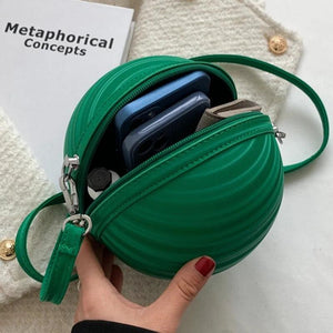 Small Round PU Leather Handbag Crossbody Bag High Handle