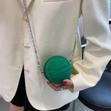 Small Round PU Leather Handbag Crossbody Bag High Handle