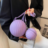 Small Round PU Leather Handbag Crossbody Bag High Handle