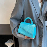 Green Stone Pattern Leather Handbag Chain Shoulder Bags