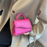 Green Stone Pattern Leather Handbag Chain Shoulder Bags