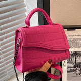 Green Stone Pattern Leather Handbag Chain Shoulder Bags