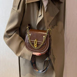 Retro Women Leather Shoulder Bag Chain Crossbody Handbag