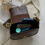 Retro Women Leather Shoulder Bag Chain Crossbody Handbag