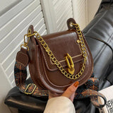 Retro Women Leather Shoulder Bag Chain Crossbody Handbag