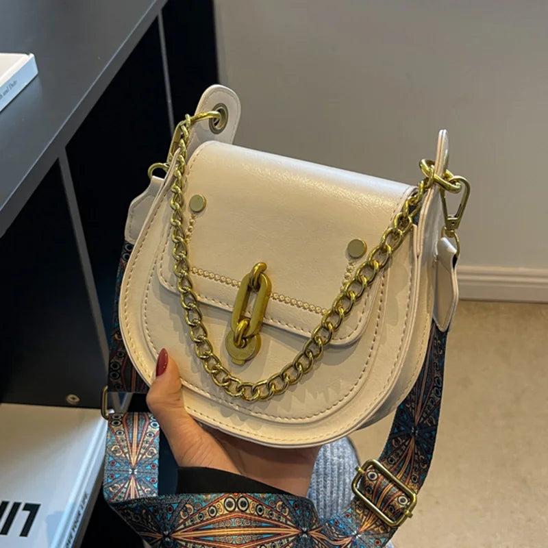 Retro Women Leather Shoulder Bag Chain Crossbody Handbag