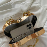 PVC Box Shoulder Bag Chain Crossbody Small Purse Handbag