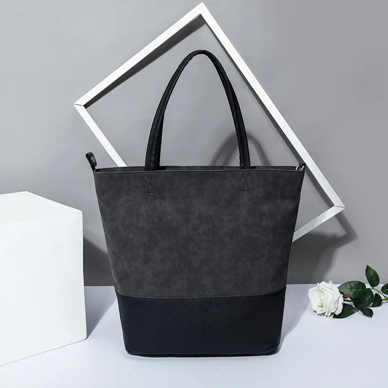 Large Tote Bag Leather Women Handbag Shoulder Bags Patchwork Ladies Hand Bags