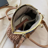 Green Silver Crossbody Bag Women Pleated Handbag Evening Clutch