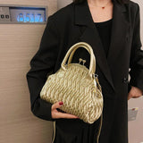 Green Silver Crossbody Bag Women Pleated Handbag Evening Clutch