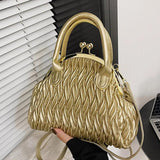 Green Silver Crossbody Bag Women Pleated Handbag Evening Clutch