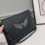 Skull Messenger Bag Chain Shoulder Bag PU Leather Handbags