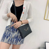 Skull Messenger Bag Chain Shoulder Bag PU Leather Handbags