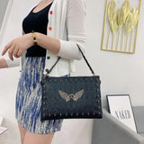 Skull Messenger Bag Chain Shoulder Bag PU Leather Handbags