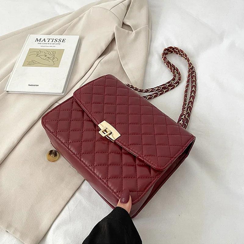 Vintage Leather Shoulder Bag Chain Crossbody Purse