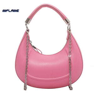 Vintage Leather Hobo Bag Small Clutch Purse Chain Shoulder Crossbody Handbag