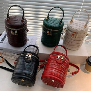 Green Brown Bucket Bag Messenger Purse Circular Shoulder Bags