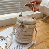 Green Brown Bucket Bag Messenger Purse Circular Shoulder Bags