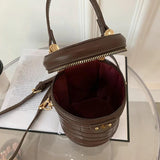 Green Brown Bucket Bag Messenger Purse Circular Shoulder Bags