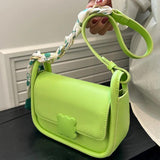 Soft Leather Crossbody Bag for Women with Silk Scarf Decoration