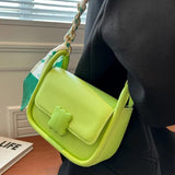Soft Leather Crossbody Bag for Women with Silk Scarf Decoration