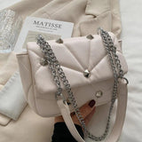 Women Thick Chain Flap Bag Green Crossbody Handbag