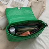 Women Thick Chain Flap Bag Green Crossbody Handbag