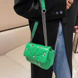 Women Thick Chain Flap Bag Green Crossbody Handbag