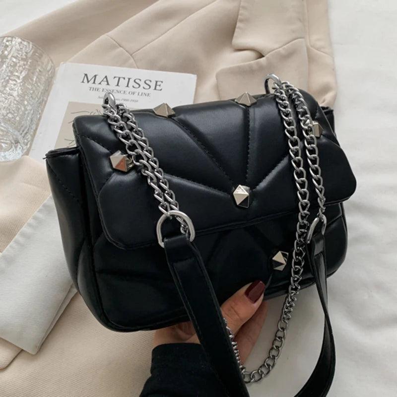 Women Thick Chain Flap Bag Green Crossbody Handbag