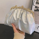 Glitter Crystal Crossbody Bag Silver Green Chain Shoulder Handbag