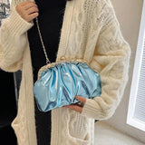 Glitter Crystal Crossbody Bag Silver Green Chain Shoulder Handbag