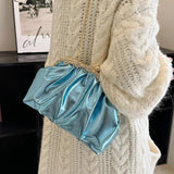 Glitter Crystal Crossbody Bag Silver Green Chain Shoulder Handbag