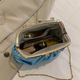 Glitter Crystal Crossbody Bag Silver Green Chain Shoulder Handbag