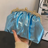 Glitter Crystal Crossbody Bag Silver Green Chain Shoulder Handbag