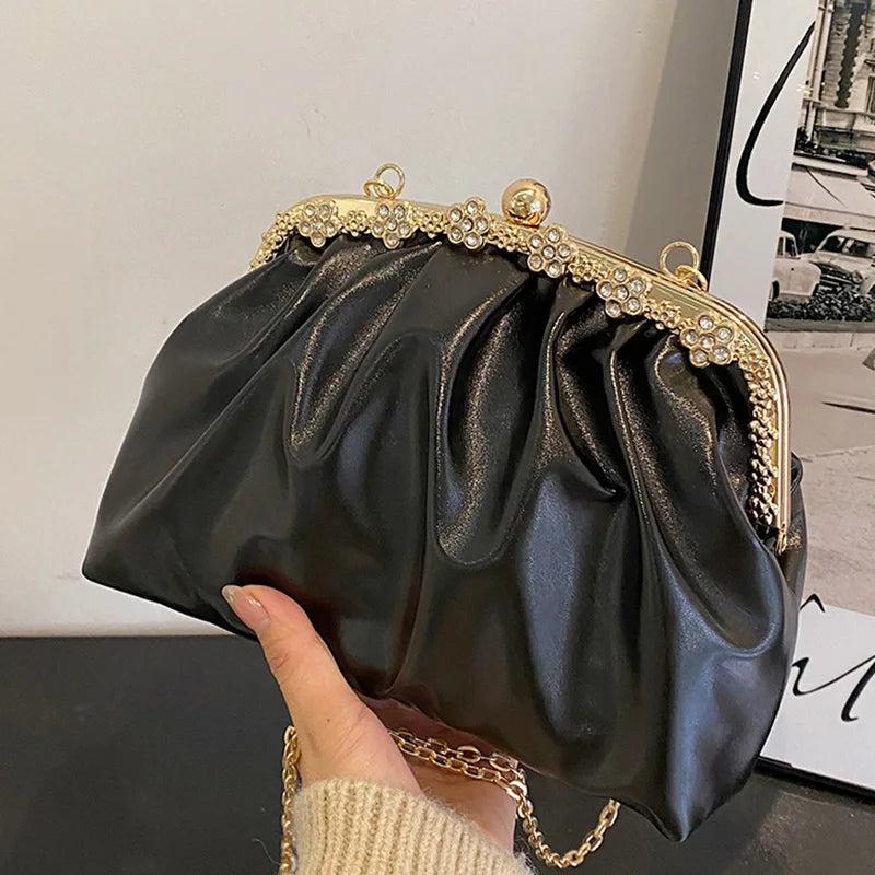 Glitter Crystal Crossbody Bag Silver Green Chain Shoulder Handbag