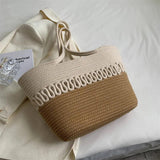 Summer Straw Woven Beach Tote Bag with Large Capacity