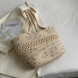 Summer Straw Woven Beach Tote Bag with Large Capacity