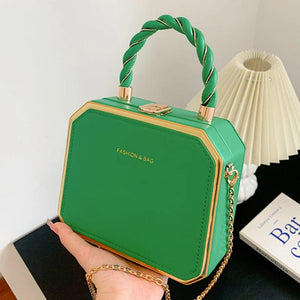 Women Purple Box Bags High Chain Shoulder Bags Party Handbag and Purse Crossbody