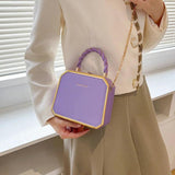 Women Purple Box Bags High Chain Shoulder Bags Party Handbag and Purse Crossbody