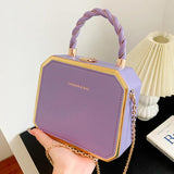 Women Purple Box Bags High Chain Shoulder Bags Party Handbag and Purse Crossbody